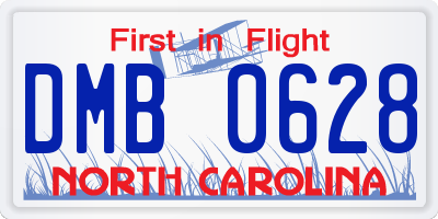 NC license plate DMB0628