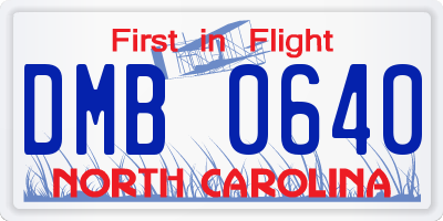 NC license plate DMB0640