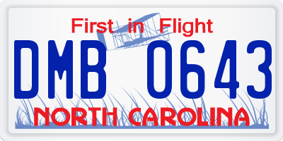 NC license plate DMB0643