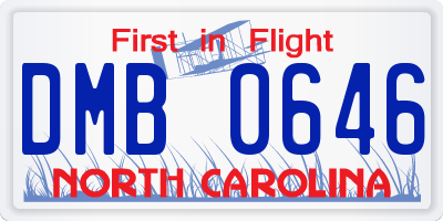 NC license plate DMB0646