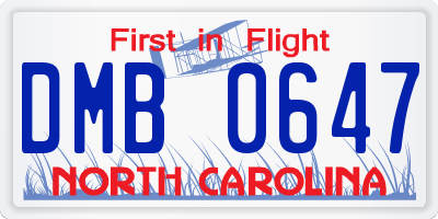 NC license plate DMB0647