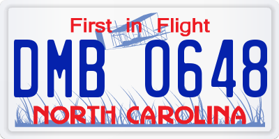 NC license plate DMB0648