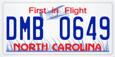 NC license plate DMB0649