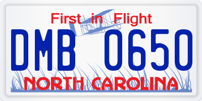 NC license plate DMB0650