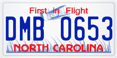 NC license plate DMB0653