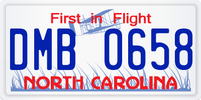 NC license plate DMB0658