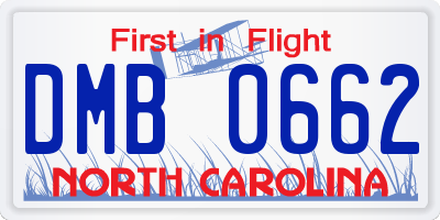 NC license plate DMB0662