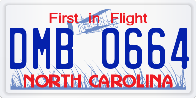 NC license plate DMB0664