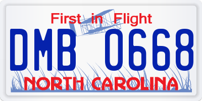 NC license plate DMB0668