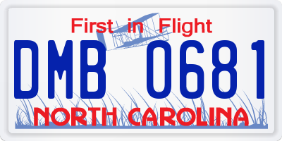 NC license plate DMB0681