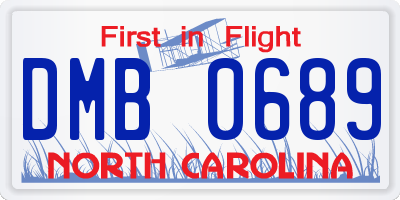 NC license plate DMB0689