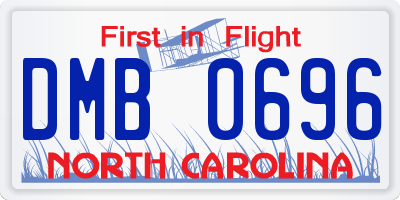 NC license plate DMB0696