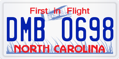 NC license plate DMB0698