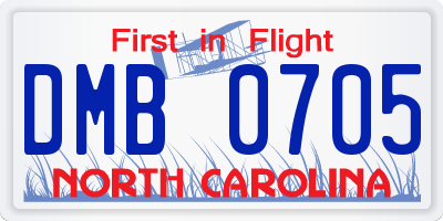 NC license plate DMB0705