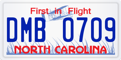 NC license plate DMB0709