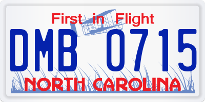 NC license plate DMB0715