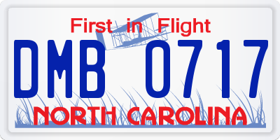 NC license plate DMB0717