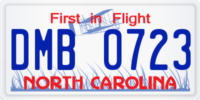 NC license plate DMB0723