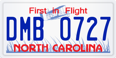 NC license plate DMB0727