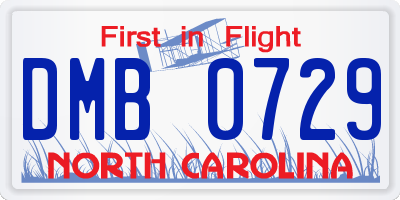 NC license plate DMB0729