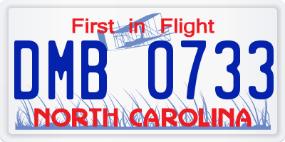 NC license plate DMB0733