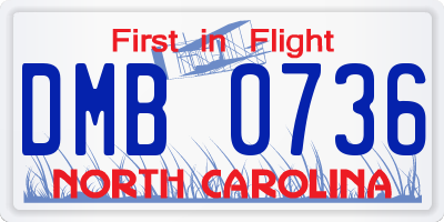 NC license plate DMB0736