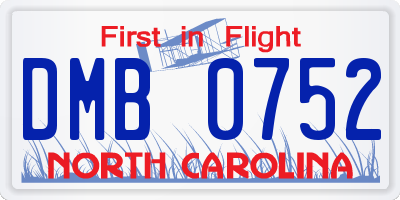 NC license plate DMB0752