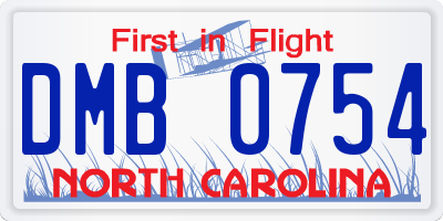NC license plate DMB0754