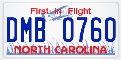 NC license plate DMB0760