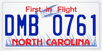 NC license plate DMB0761