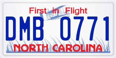 NC license plate DMB0771