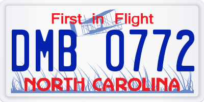 NC license plate DMB0772