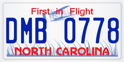 NC license plate DMB0778