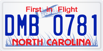 NC license plate DMB0781