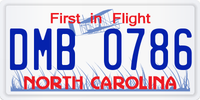 NC license plate DMB0786