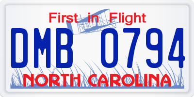 NC license plate DMB0794