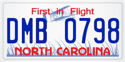 NC license plate DMB0798