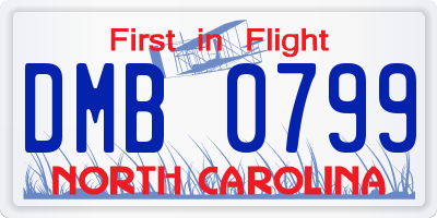 NC license plate DMB0799