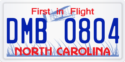 NC license plate DMB0804