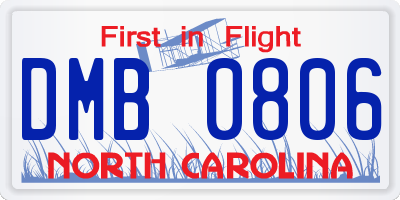 NC license plate DMB0806