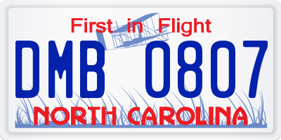 NC license plate DMB0807