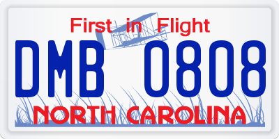 NC license plate DMB0808