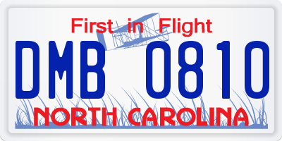 NC license plate DMB0810