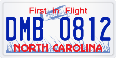 NC license plate DMB0812