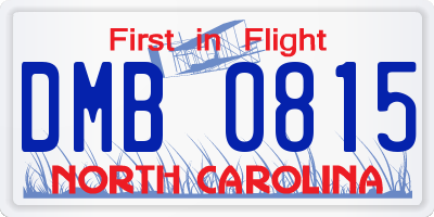 NC license plate DMB0815