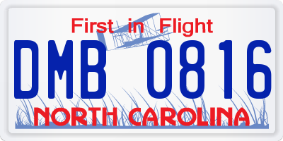 NC license plate DMB0816