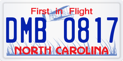 NC license plate DMB0817