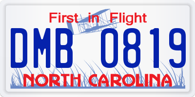 NC license plate DMB0819