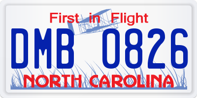 NC license plate DMB0826