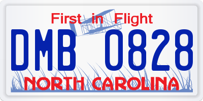 NC license plate DMB0828